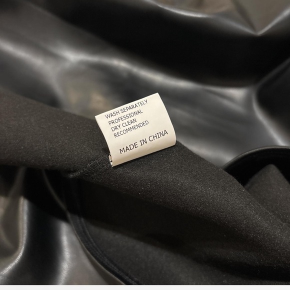 Black Faux Leather Draped Wrap Midi Skirt Size Medium - Picture 9 of 9